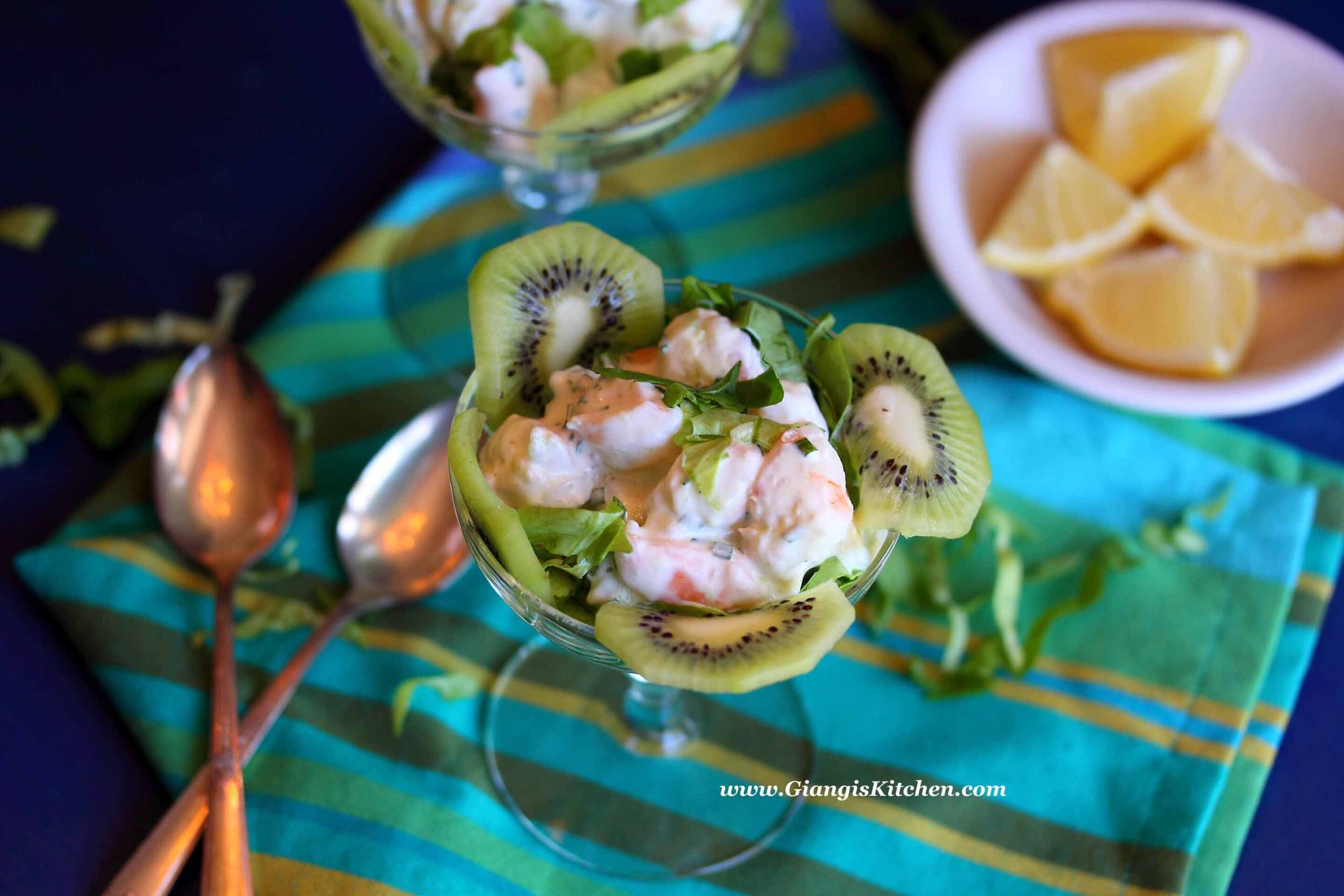 Prawns Cocktail with Kiwis prawns with kiwi