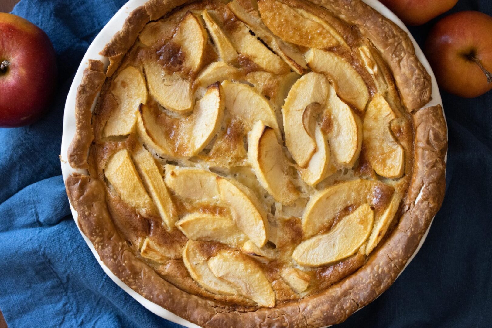Apple pie - French Apple Tart Normande Apple pie - French Apple Tart Normande in the dish
