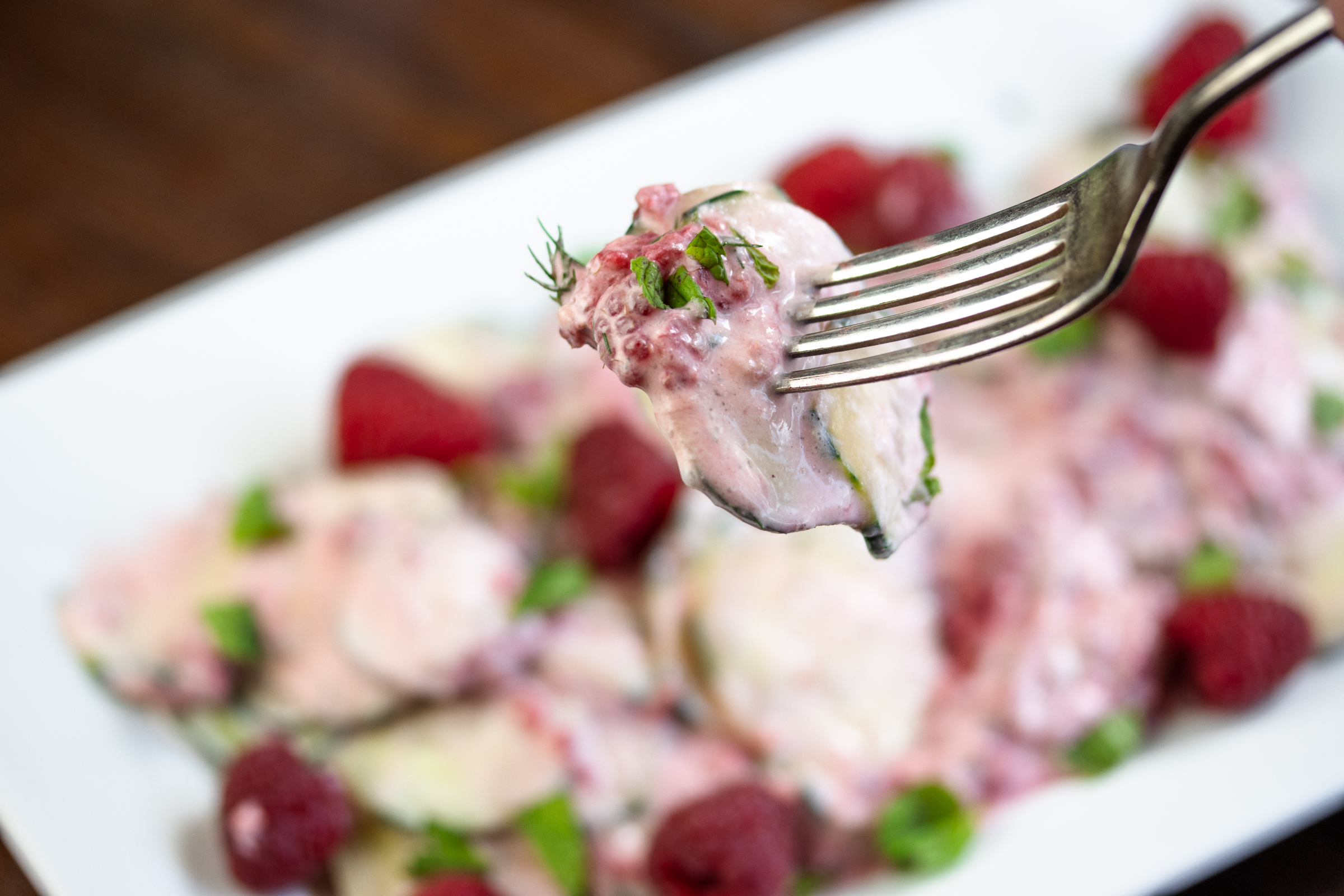 cucumber raspberry salad