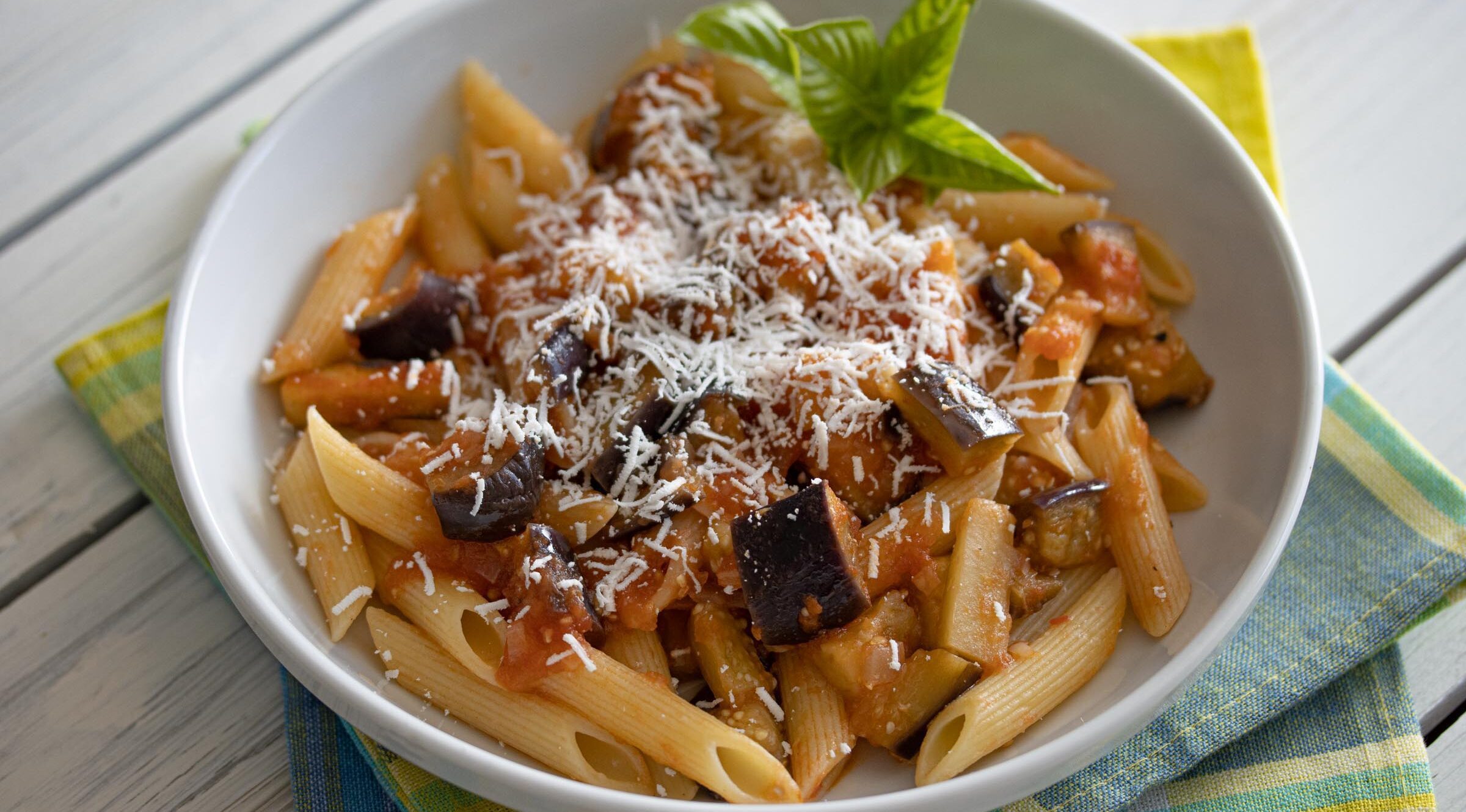 eggplant, pasta and ricotta salata eggplant, pasta and ricotta salata