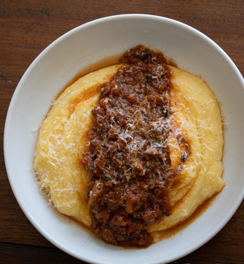 Mushrooms, Sausage Ragu With Polenta mushroom sausage ragu with polenta
